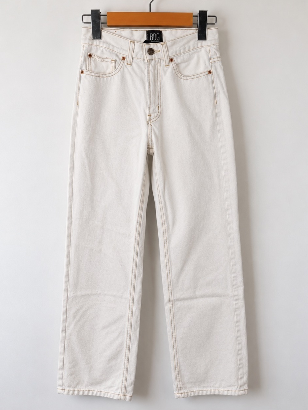 BDG Cowboy Jean - White With Brown Stitching